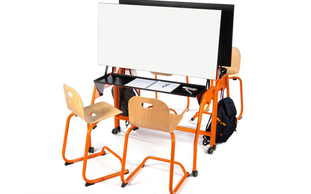 Bi-plane school table for flexible class
