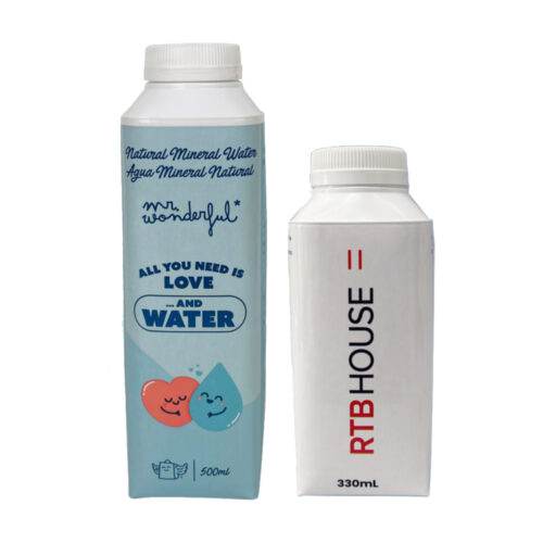 Brique d'eau en carton personnalisable à imprimer à vos couleurs